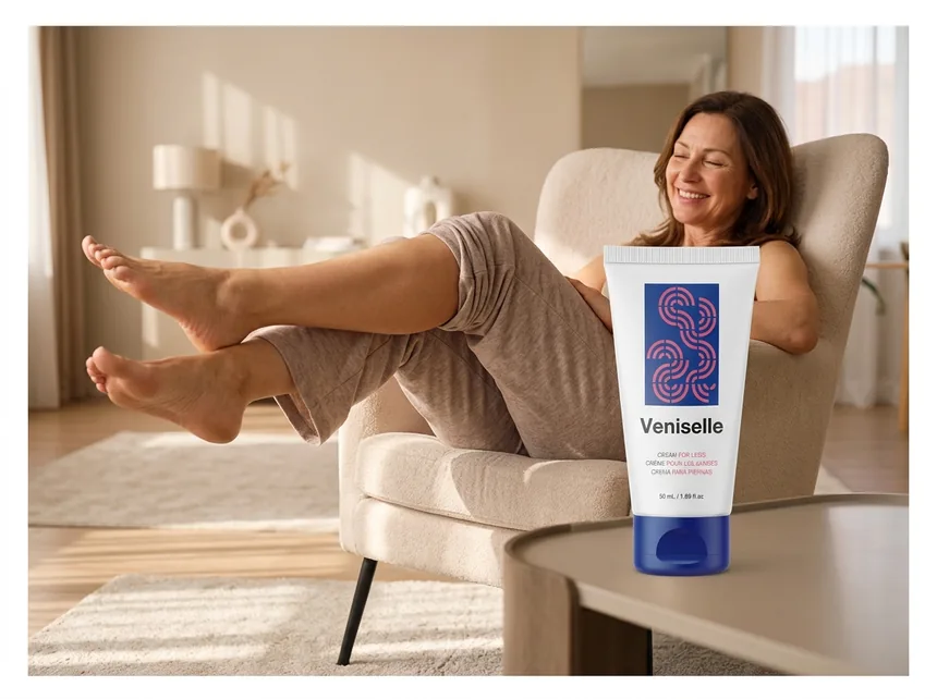 Primo piano di gambe femminili con vene varicose visibili, sfondo neutro