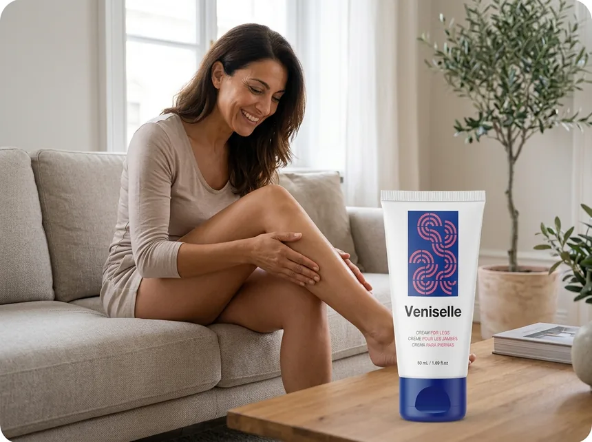 Donna seduta che si massaggia le gambe stanche dopo una lunga giornata lavorativa